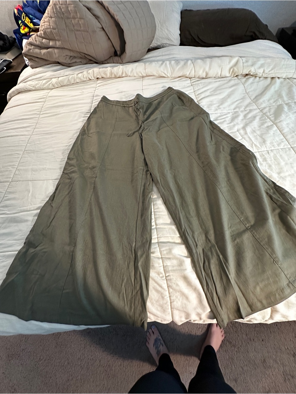 Simply Vera Vera Wang Olive Green Wide-Leg Palazzo Pants